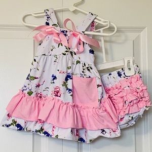 ilyLily Lavender & Print Floral Set Sz3-6m